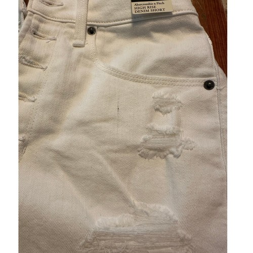 Abercrombie & Fitch Women's High Rise Denim Cut-Off Shorts –White, Size 26 (NWT) - Picture 4 of 10