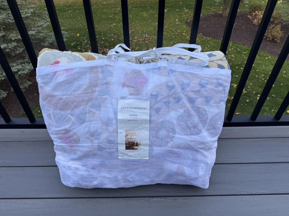 Edredón reversible de algodón Anthropologie Cornelia Queen Courtepointe Grandeur Foto 2 de 4