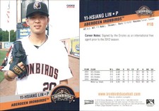 Yi-Hsiang Lin 2016 Choice Aberdeen IronBirds #18 RC FREE SHIP *AutographDen*