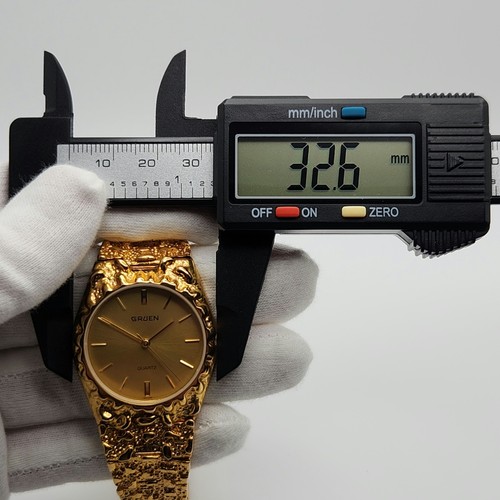 Gruen Men's Vintage Gold Tone Nugget Quartz Watch - Picture 11 of 12