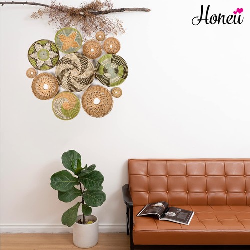Cestas de pared boho para decoración, cesta colgante de mimbre, arte de pared boho, colgante tejido... - Imagen 6 de 8