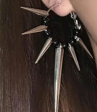 Gothic,Punk, , Long Spike bead Hoop Earrings. Lightweight Teens,adults, Nwt