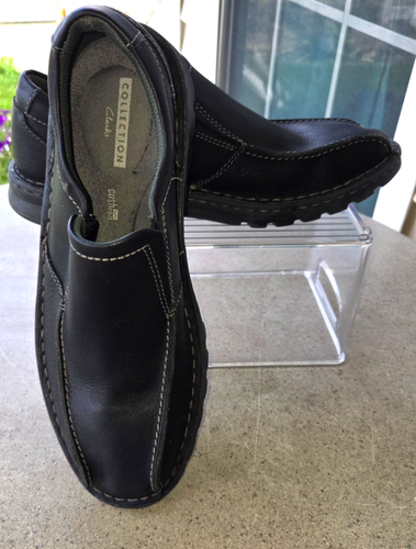 Clarks Collection Men's Black Leather Slip On Shoes Size 8.5 Comfortable Casual - Picture 2 of 6