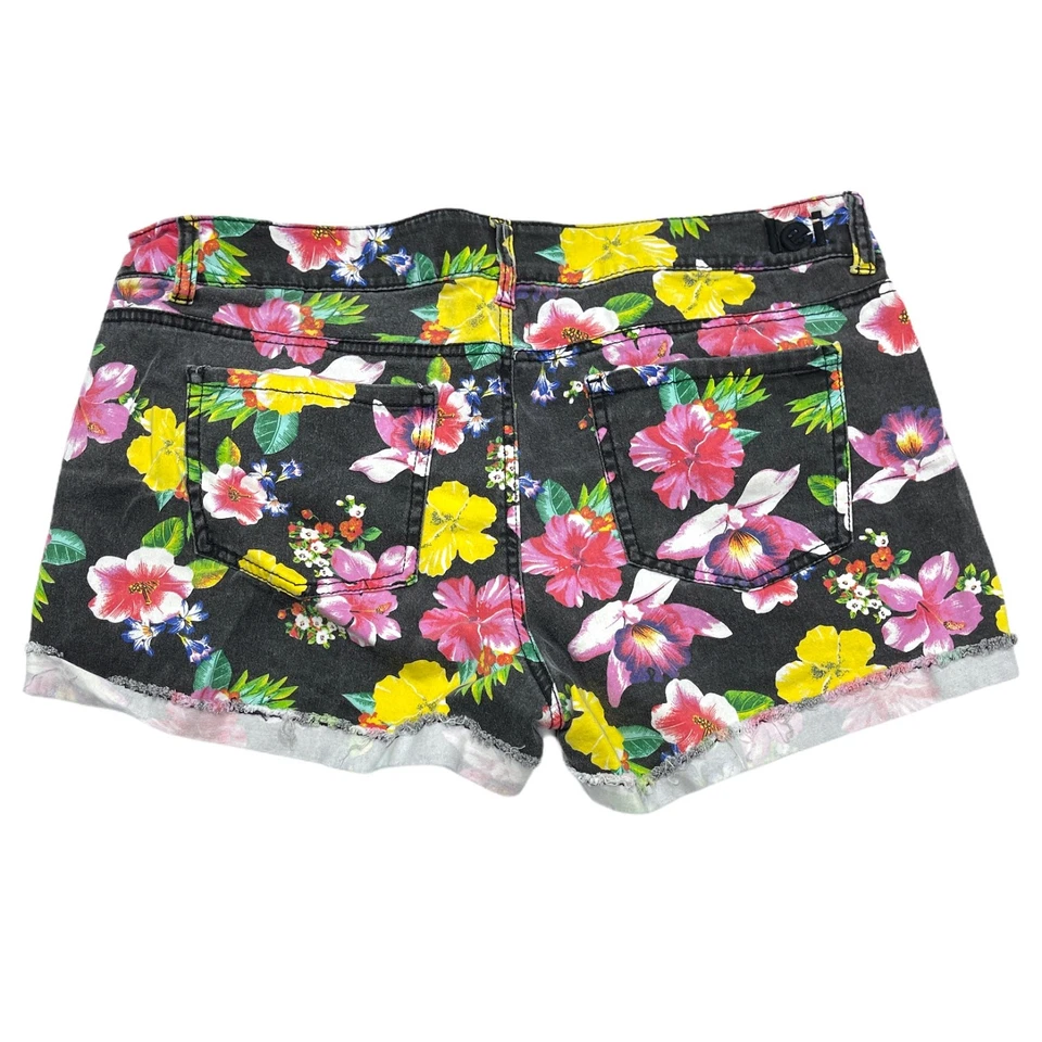 LEI Shorts Junior Size 17 Pink Yellow Floral Ashley Low Rise Cotton Y2K Retro - Image 2 of 4