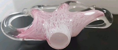 Vintage MURANO Glaskunst Servietten-/Briefhalter Spannglas rosa & klar - Bild 6 von 7