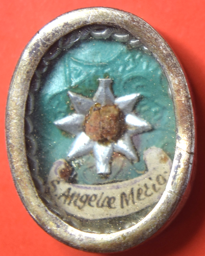 reliquie KLEINE TEAK SILBERRELIQUIAR DER HEILIGEN ANGELA MERICI JUNGFRAU - Bild 1 von 4