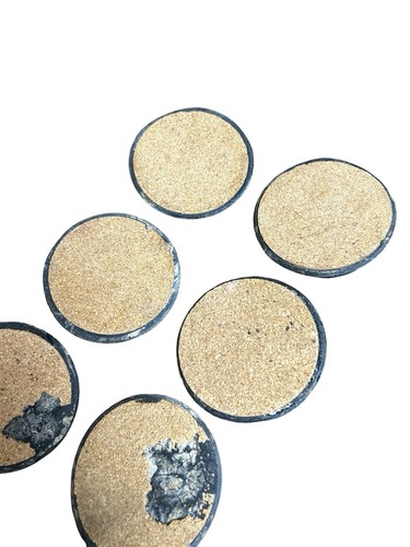 6 Lucite Abalone Runde Untersetzer 3" Schwarz Bunt Ozean Inspo Korkboden LESEN - Bild 8 von 8