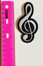 TREBLE CLEF Patch embroidered iron-on MUSICAL NOTE G-CLEF Symbol Band Music