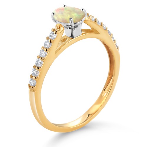 10K Yellow and White Gold  Orange Sapphire and White Lab Grown Diamond - Picture 3 of 24
