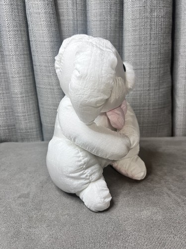 Peluche vintage coniglietto coniglio vinile paracadute bianco rosa fiocco Corea peluche giocattolo - Foto 9 di 10