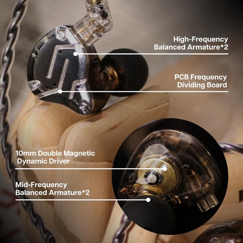 ZS10 Pro 4BA+1DD Wired IEM Earbuds Gaming Music Monitor Detachable Cable - Picture 4 of 9