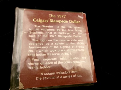 Calgary Stampede 1977 mint mark coins "The Warrior" coin set (4) package E62 - Bild 2 von 7