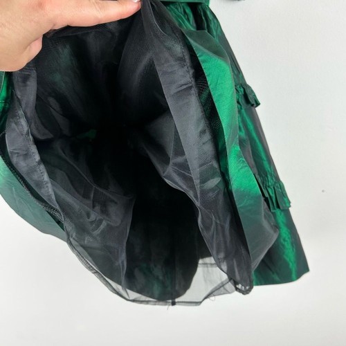 Vintage Sylvia Whyte Green Velvet & Taffeta Holiday Dress Girls Size 6 - Picture 4 of 7