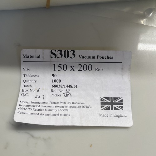 Job Lot de x 600 sachets sous vide S303 150 x 200 mm sac transparent 90 - Photo 2/3