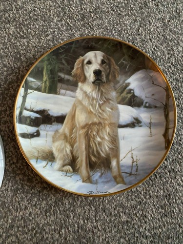 Danbury Mint Golden Retriever Collectors Plates John trickett dog plates x2 - Picture 2 of 6