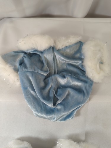 Build A Bear hellblau Samt Outfit weiß Fellbesatz Body Anzug Rock Schlittschuhe - Bild 3 von 17