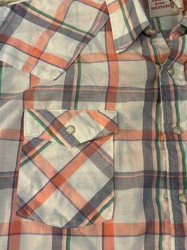 VTG Saddle King Western Pearl Snap Shirt Men’s 18 Plaid Short Sleeve USA - Picture 3 of 8