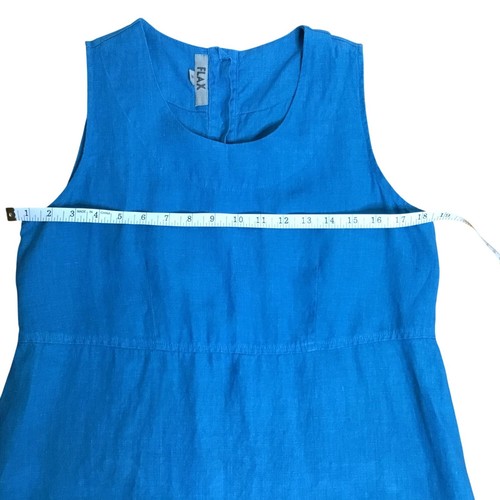 Flachs Damen blau Leinen ärmelloses Kleid Damen S minimalistisch Etuikleid Lagenlook Etuikleid - Bild 7 von 8