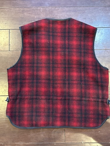 WOOLRICH Vintage Cold Weather Hunters Vest, Size XL, Red Plaid Orange Reversible - Picture 3 of 5