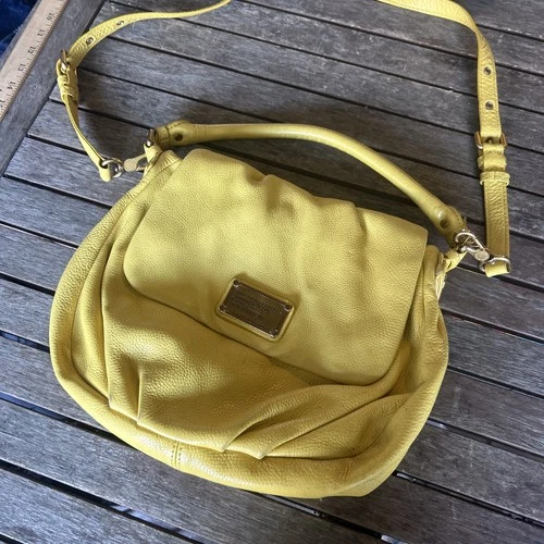 MARC BY MARC JACOBS Classic Q Lil Ukita Pebbled Leather Yellow Bag Slouch Y2K