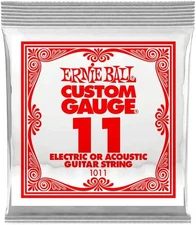 Ernie Ball Nickel Plain Single Guitar String .011 6 Pack, various colors 