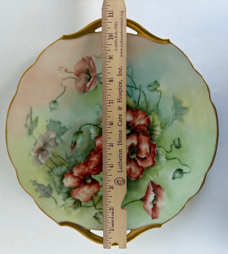 T&V France Limoges Hand-Painted Porcelain Plate Poppies Gold Gilded Signed 11" - Picture 12 of 13