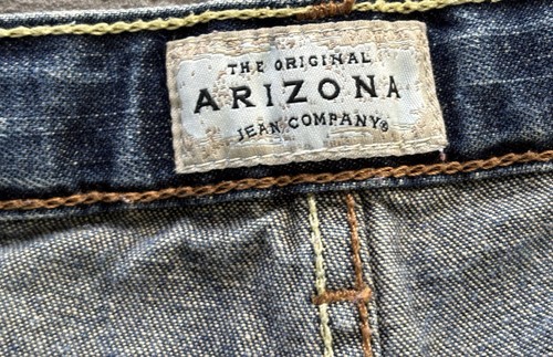 VTG Arizona Boys Blue Jean Long Shorts Y2K Jorts Skater 28x12 Sz 18 Distressed - Picture 16 of 16