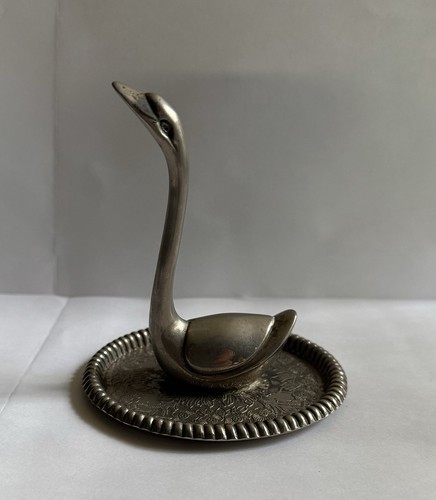 ANILLO FIGURA CISNE CHAPADO EN PLATA VINTAGE, SOPORTE PARA JOYAS - Imagen 1 de 14