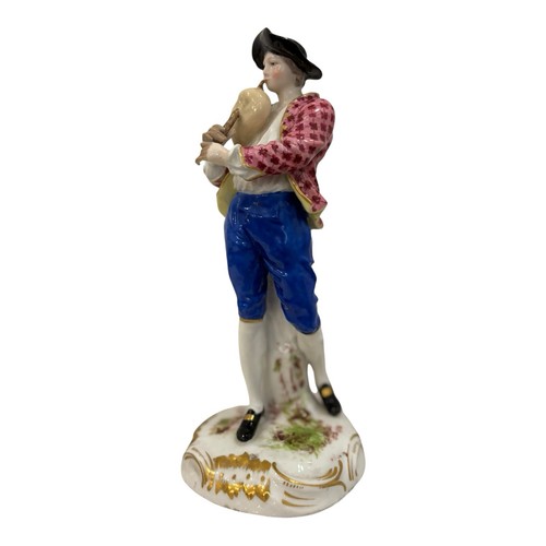 Meissen Germany Hand Painted Porcelain Figure Man Bagpipe Derbyshire c1900 - Picture 16 of 18