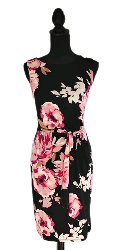 White House Black Market Dress Knit Sz S Sheath Black White Brown Red Sheath 4 6 - Picture 2 of 6