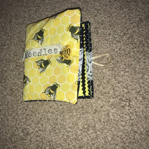 Nadeletui aus Stoff, Handarbeit - fleißige Bienen gelb und schwarz - Bild 5 von 13