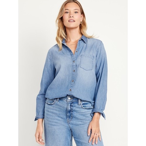 NWT Old Navy Oversized Denim Boyfriend Shirt Women’s Medium Tall Button-Down - Picture 5 of 5