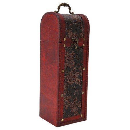 Antike Weinkiste 1 Flasche Blumenmuster Deko Retro Wein Geschenk Etui mit TPG - Bild 7 von 23