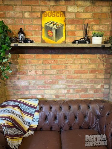 Letrero retro de taller Bosch baterías oxidado desgastado usado años 50 - Imagen 2 de 4