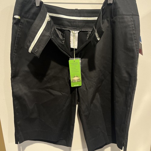 Izod G-Flex Womens Bermuda Shorts Sz 8 Black Stretch Golf Tennis Preppy