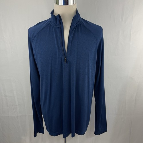 Rhone Mens Long Sleeves Shirt 1/4 Zip Performance Golf Size Large Blue 100143 - Picture 4 of 12