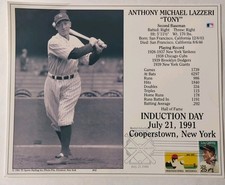 Tony Lazzeri Hall of Fame Induction Day Postcard 1991 Postmarked NY Yankees HOF