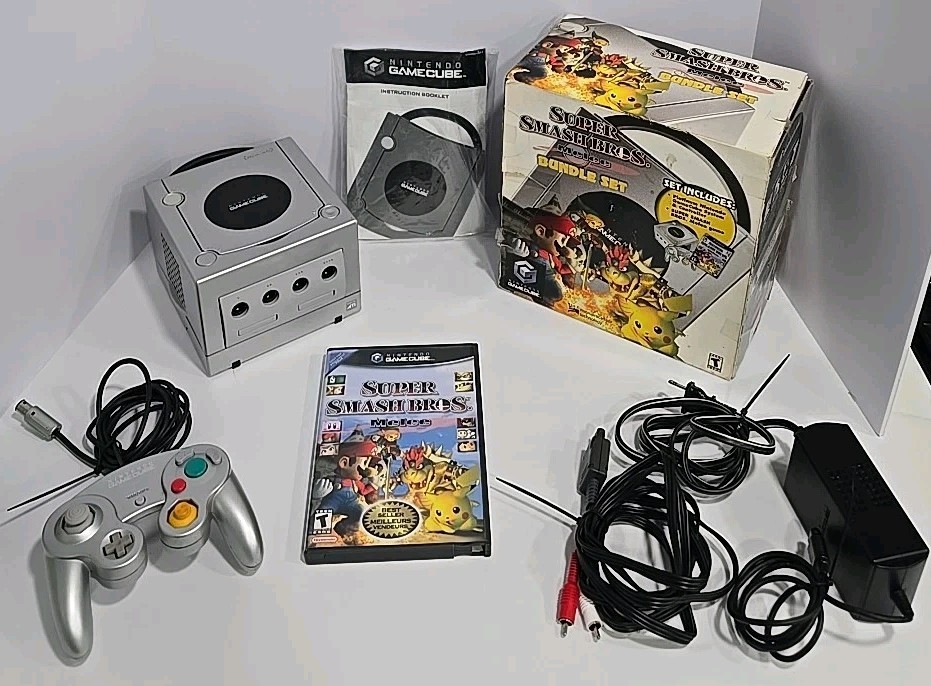 Super Smash Bros Melee Nintendo Platinum Gamecube Bundle CIB Extremely RARE