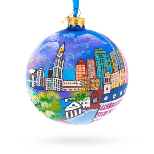 Boston, Massachusetts, USA Glass Ball Ornament 4 Inches - Picture 1 of 5