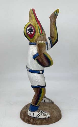 Seltener Baseball Frosch Holzschnitzerei Vintage Folkart Indonesisch Handbemalt - Bild 3 von 11