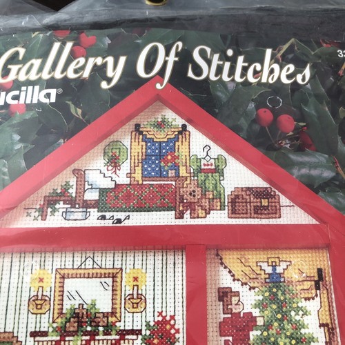 Bucilla Christmas House 7x10” Counted Cross Stitch Hutch New Old Stock VTG 1994 - Picture 7 of 11