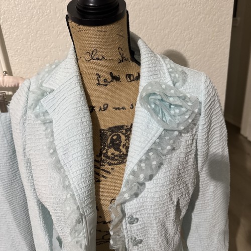 De colección Rickie Freeman para Teri Jon Azul Talla 10 Botón Delantero Chaqueta Falda Traje - Imagen 2 de 22