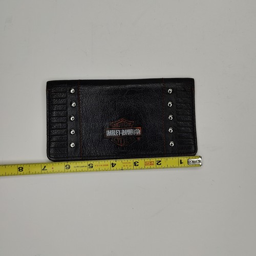 Cartera de mujer Harley Davidson vintage de cuero negra con tachuelas para motocicleta - Imagen 5 de 6