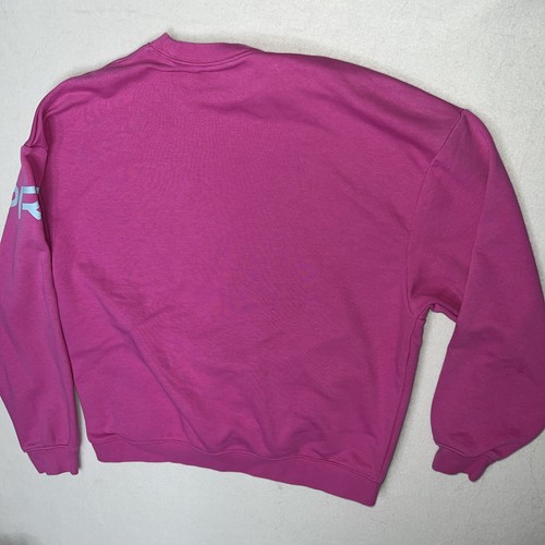 Women Sz Small Nike Pro Crewneck Sweatshirt Pink Dri Fit Slouchy Cotton Pockets - Picture 12 of 12