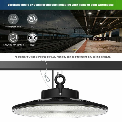 LED High Bay Light Fixture 120W 0-10V Dimmable Factory Warehouse Garage Lights - Picture 6 of 9