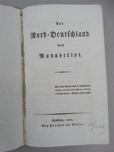 Aus Nord-Deutschland kein Manuscript - v. Hess - Nationalität Staatsbildung 1821 - Picture 2 of 4