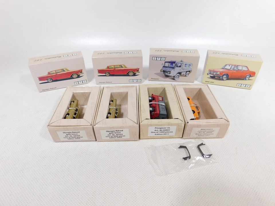 4X Bub H0 1:87 Modello 05551 06352 OPEL 08400 BMW 2002 Ti Mint Box #DN82-0,5 - Immagine 4 di 4