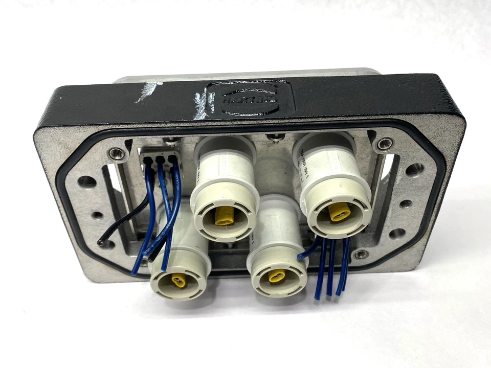 Harting 09400480311 Base Panel Han 48 HPR w/ x4 09110012651 Male Insert DAMAGED - Image 4 of 4
