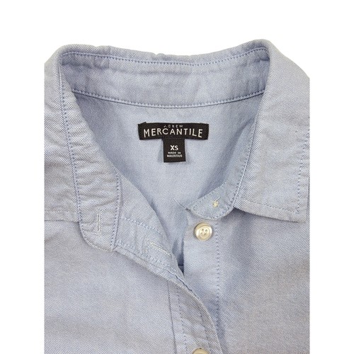 J. Crew Mercantile Oxford Blau Brusttasche Knopfleiste L/S Bluse Damen Größe XS - Bild 3 von 4
