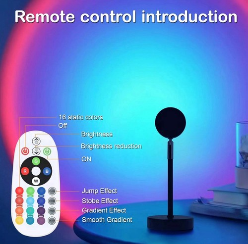 Sunset Lamp Projector, Rainbow Projection Led Lights with Remote, 16Black - Picture 6 of 7